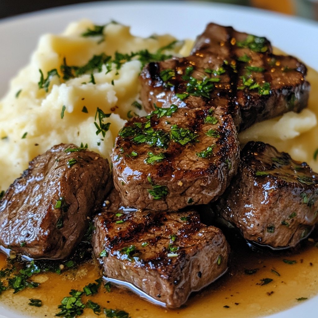 Garlic Butter Steak Bites and Mash Recipe