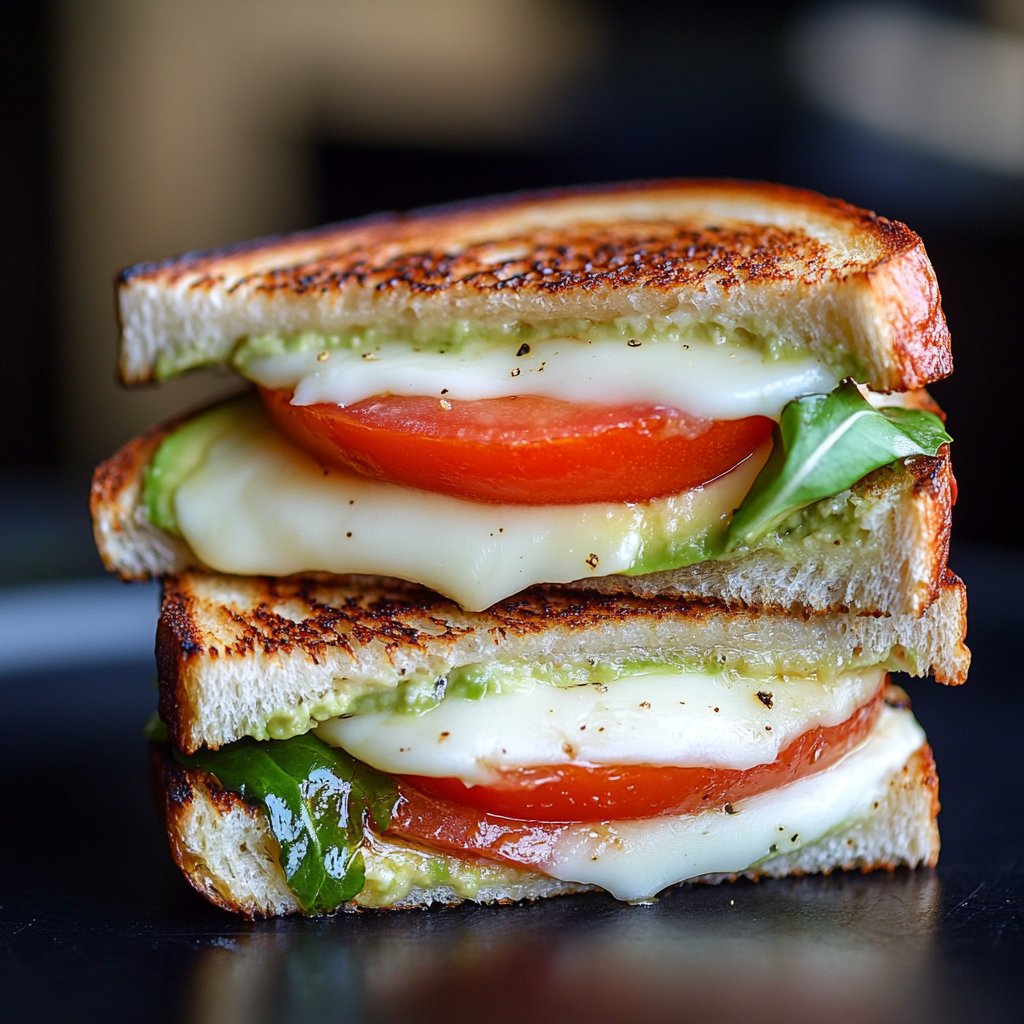 Avocado Mozzarella Tomato Grilled Cheese