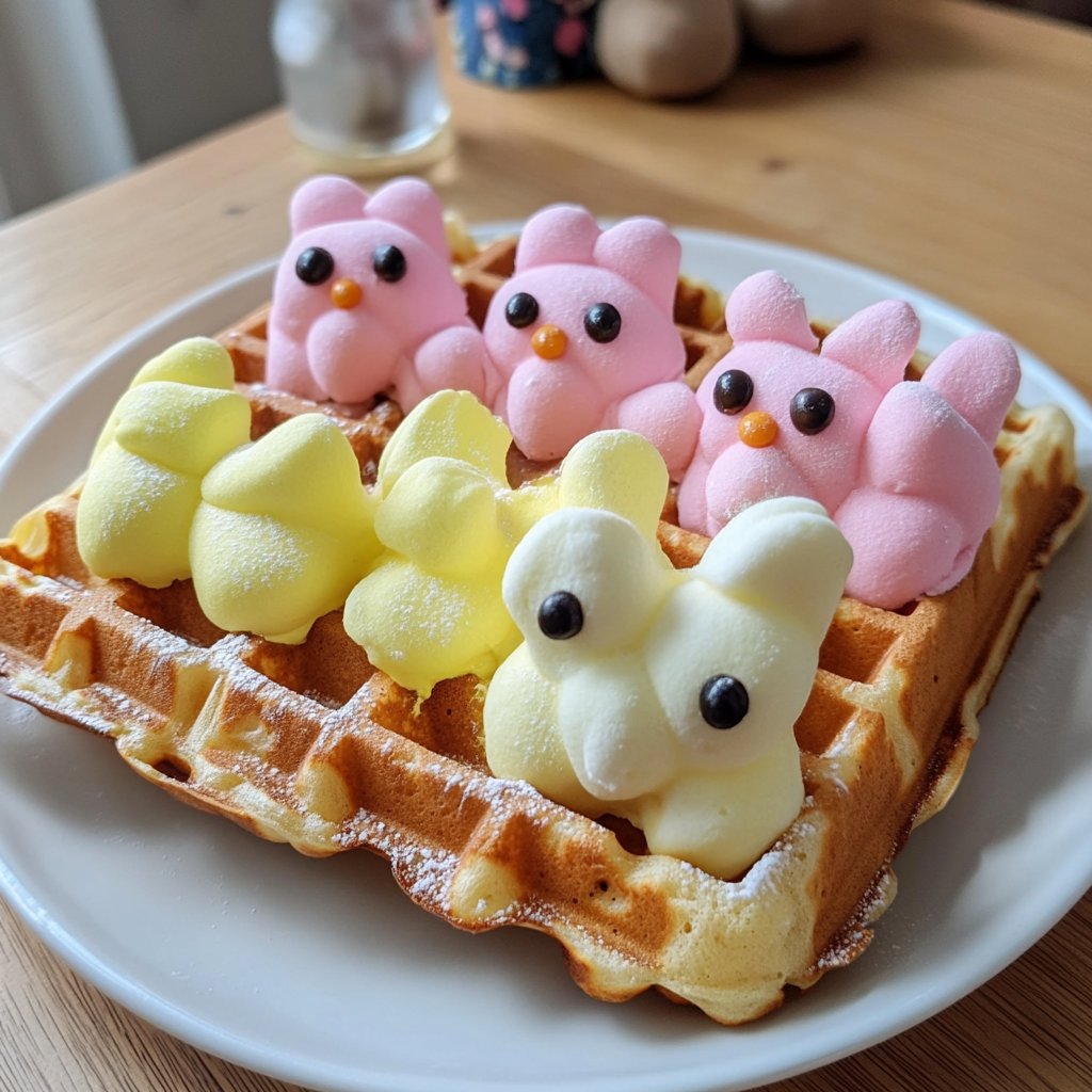 Peep-Inspired Marshmallow Waffles