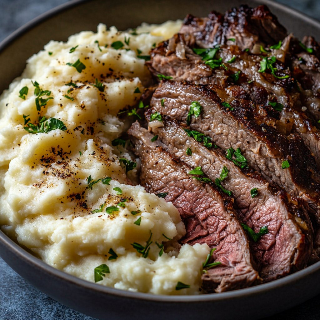 Pot Roast over Mashed Potatoes