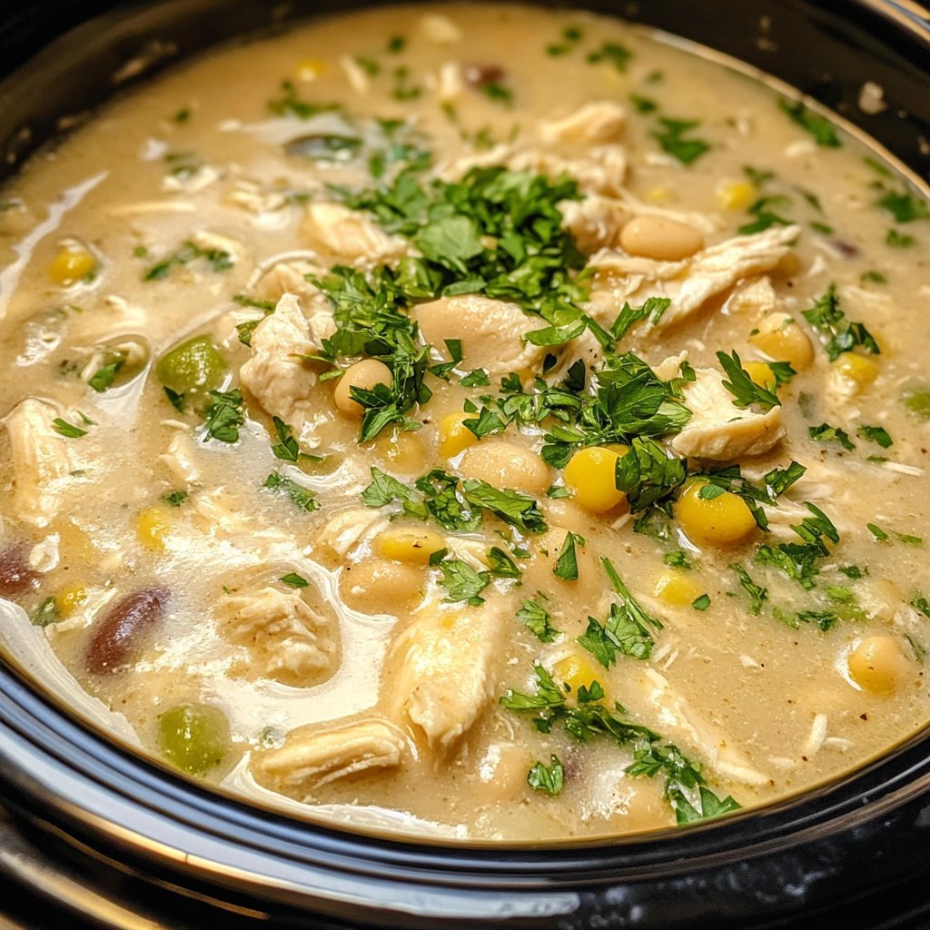 Creamy Crockpot White Chicken Chili