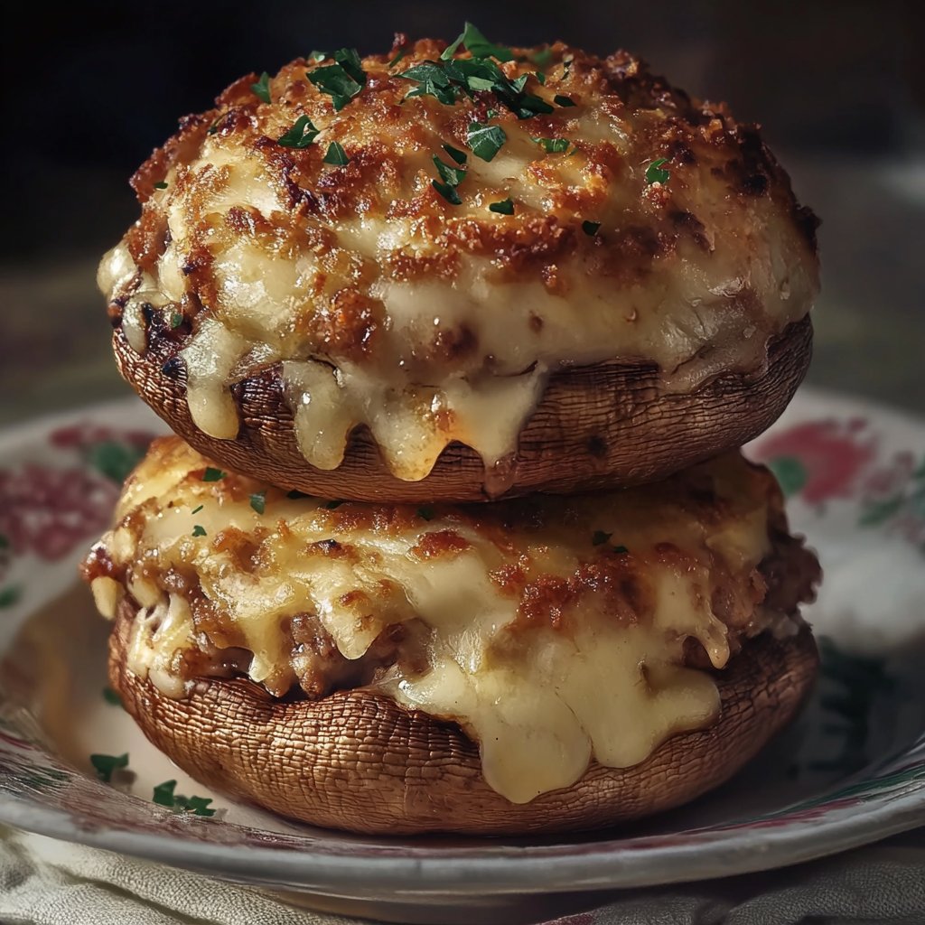 Turkey and Cheese Stuffed Mushrooms