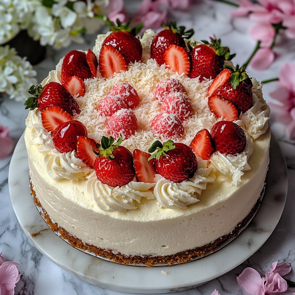Strawberry Coconut Easter Cake