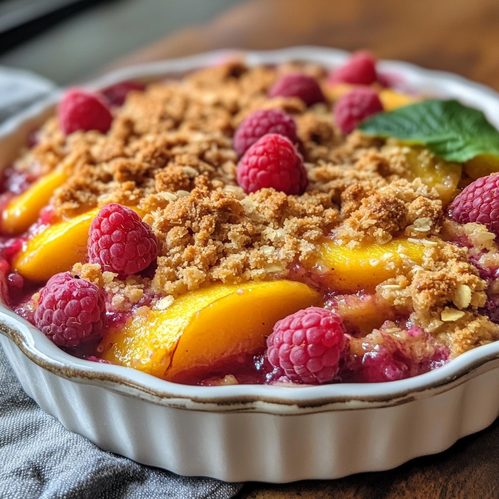Peach and Raspberry Crumble