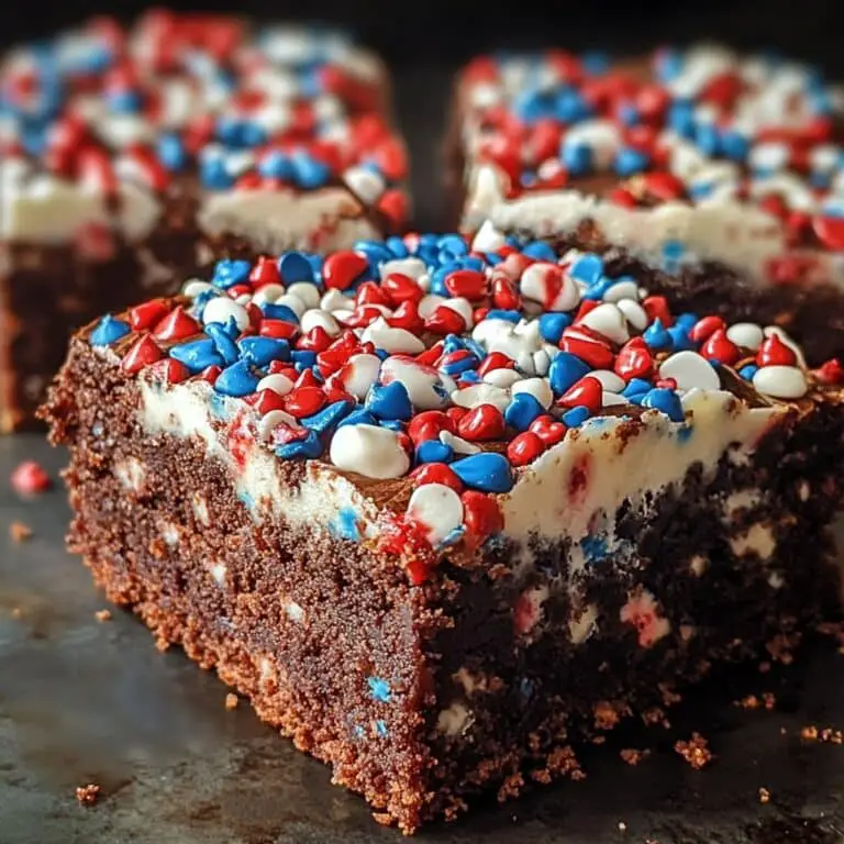 Fudgy Memorial Day Brownies with Red, White & Blue Toppings