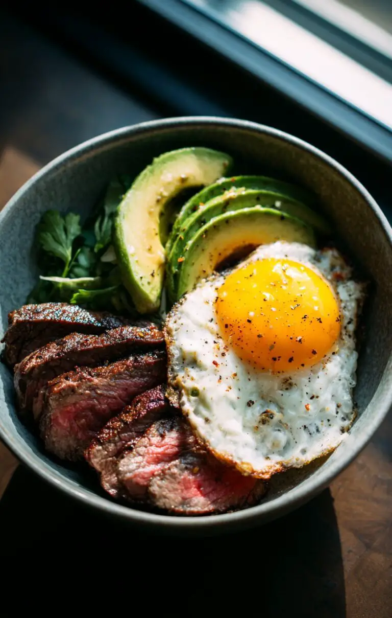 Protein Power Bowl with Steak, Avocado & Over-Easy Eggs
