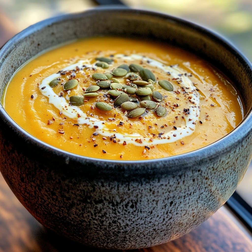 Roasted Butternut Squash Soup with Maple Cream Swirl