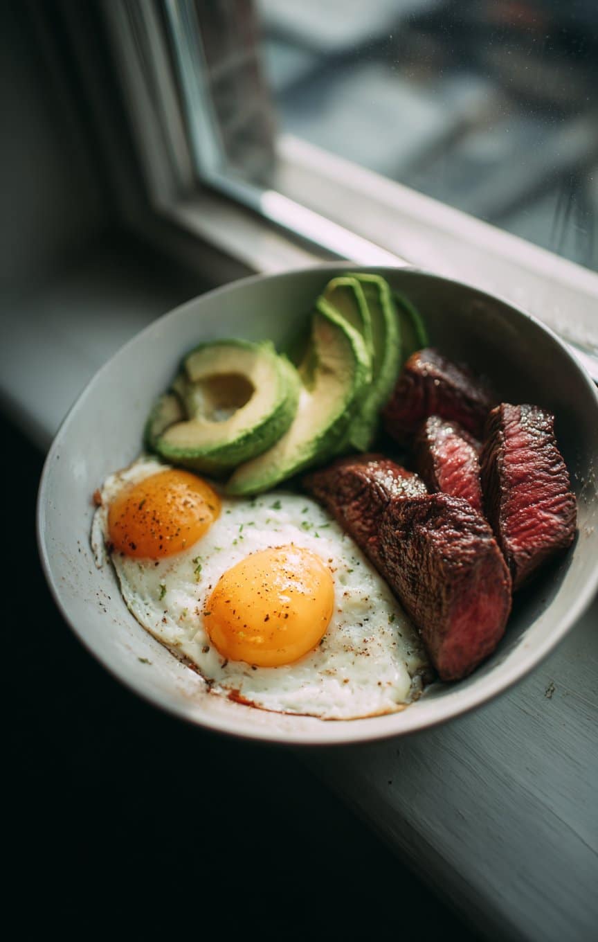 Protein Power Bowl with Steak, Avocado & Over-Easy Eggs