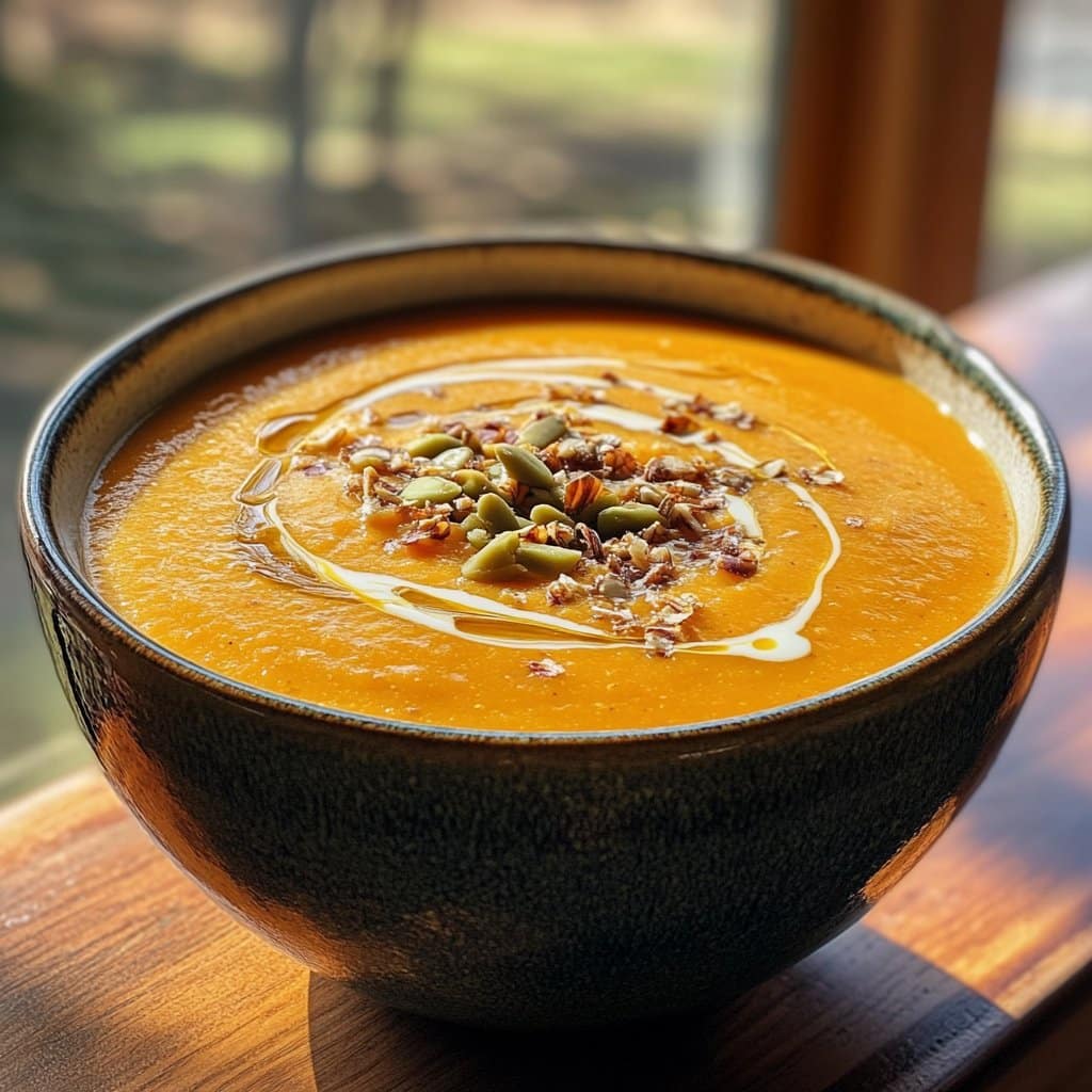 Roasted Butternut Squash Soup with Maple Cream Swirl