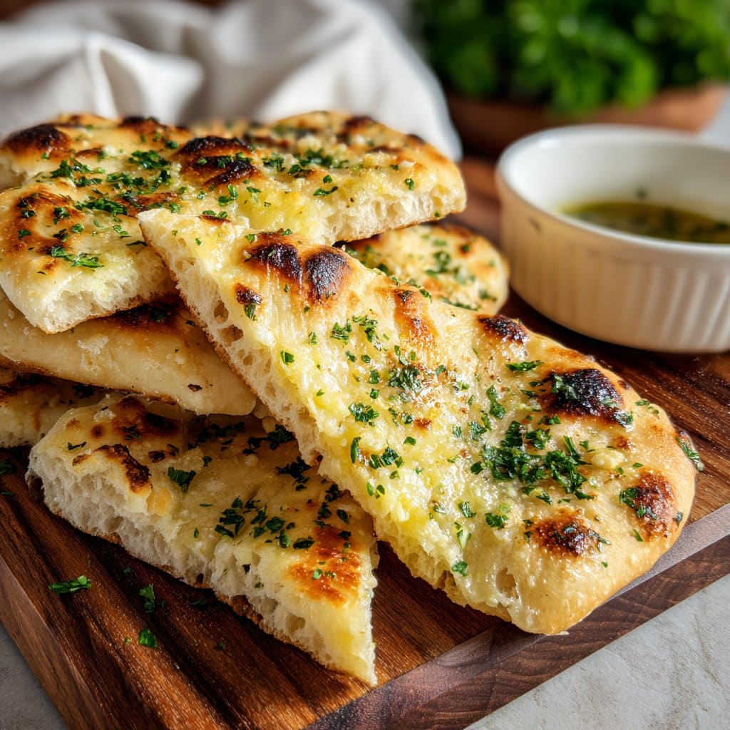 Crispy & Soft Garlic Flatbread – Air Fryer Method