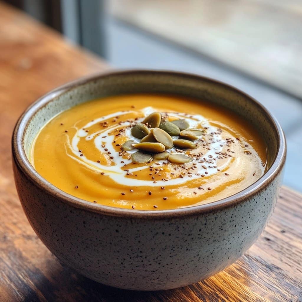 Roasted Butternut Squash Soup with Maple Cream Swirl