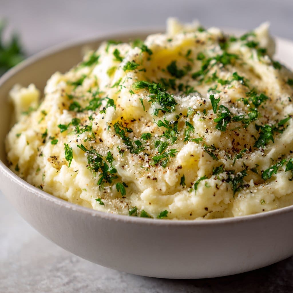 Creamy Truffle Mashed Potatoes – Lightened Up with Parmesan & Garlic