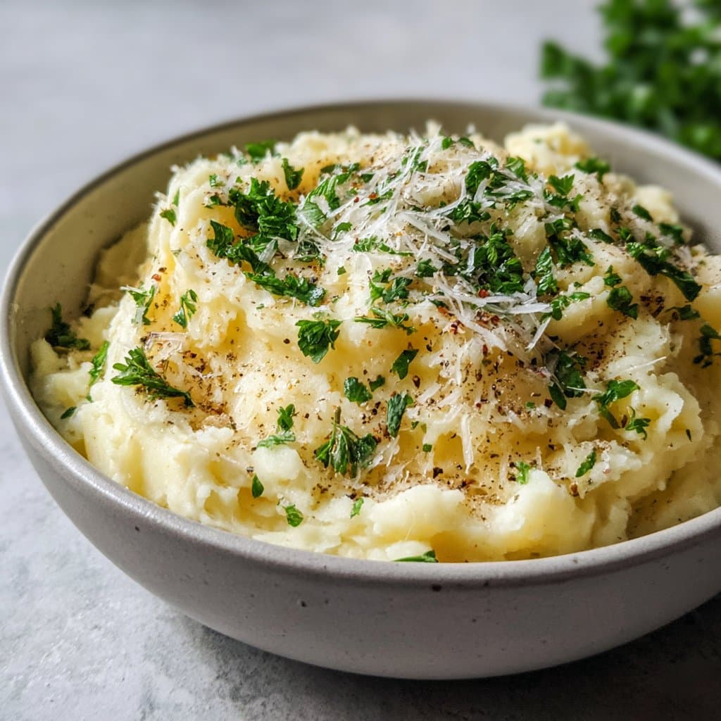 Creamy Truffle Mashed Potatoes – Lightened Up with Parmesan & Garlic
