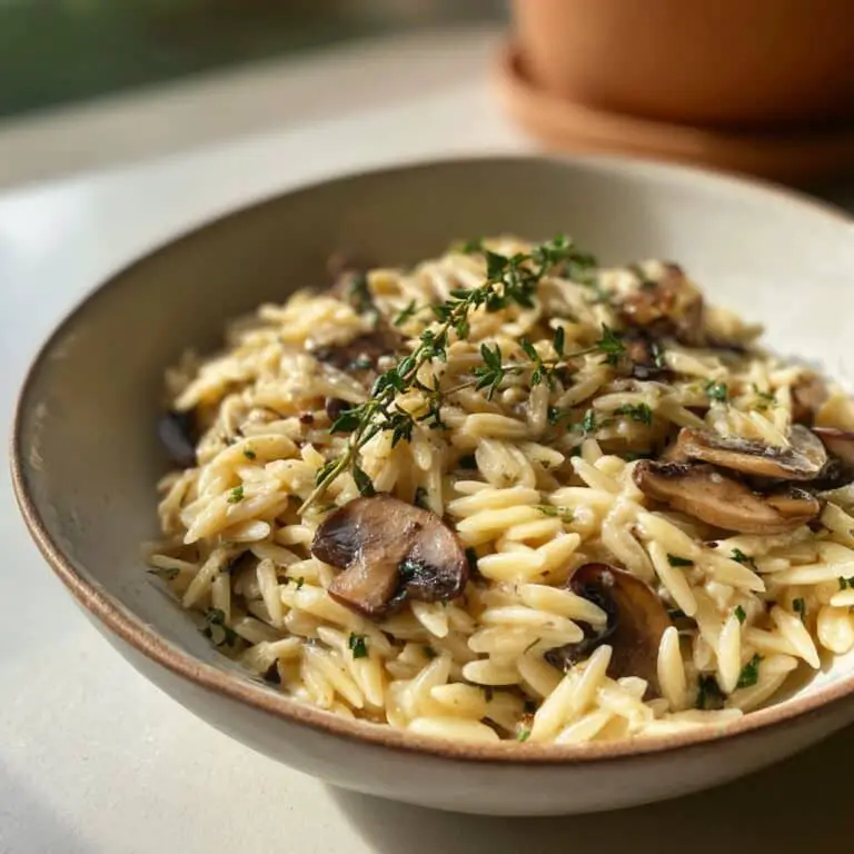 Healthy Creamy Mushroom Thyme Orzo Skillet – One-Pan Comfort