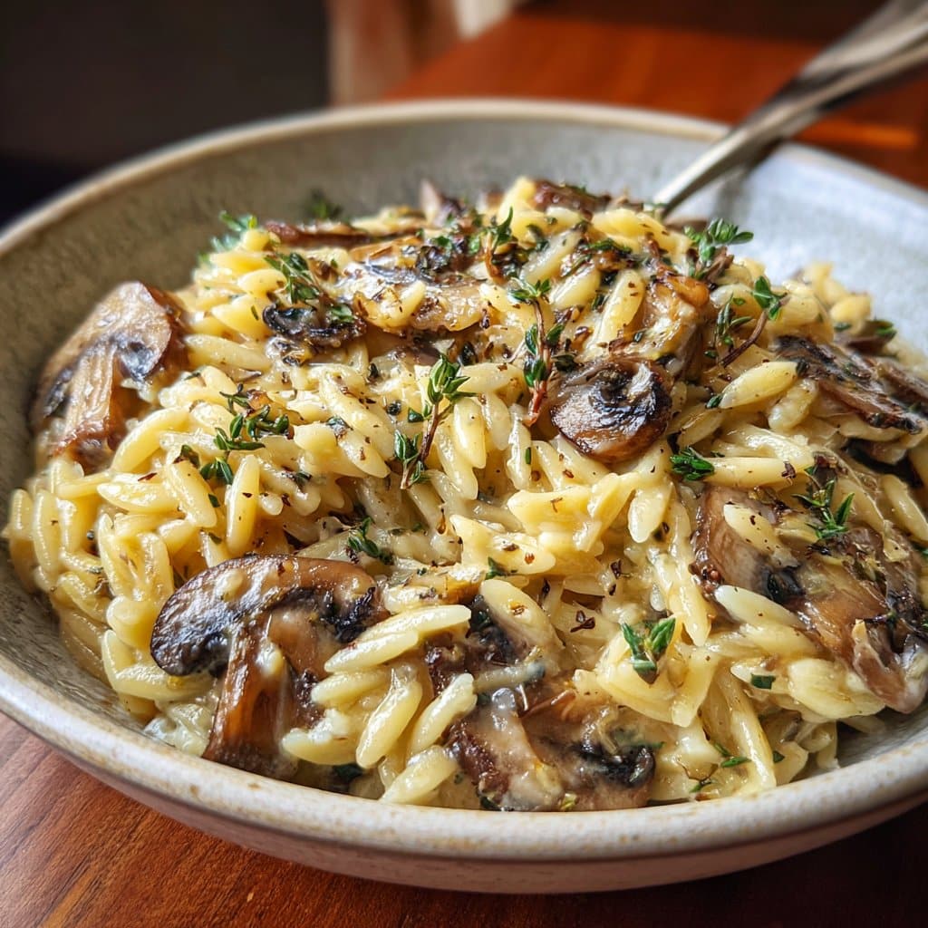 Healthy Creamy Mushroom Thyme Orzo Skillet – One-Pan Comfort