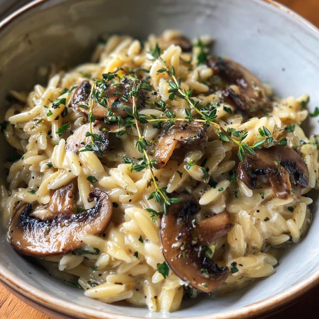Healthy Creamy Mushroom Thyme Orzo Skillet – One-Pan Comfort