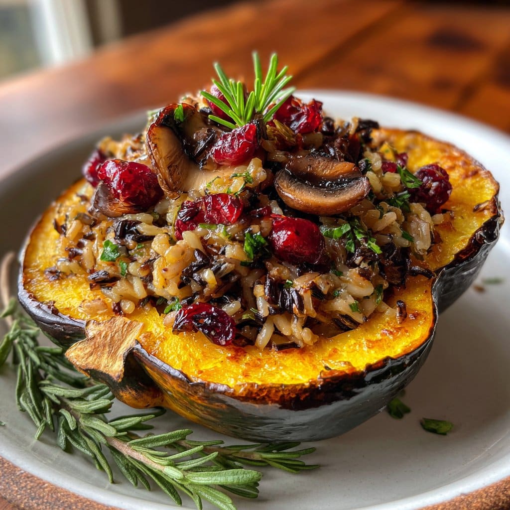 Stuffed Acorn Squash with Wild Rice and Mushrooms – Hearty & Healthy