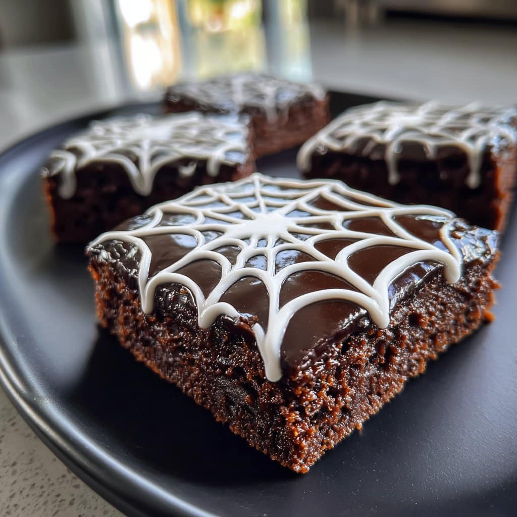 Halloween Spiderweb Brownies – Fudgy & Easy to Decorate