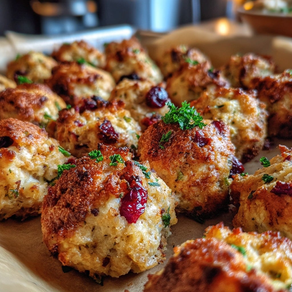 Cranberry turkey stuffing balls