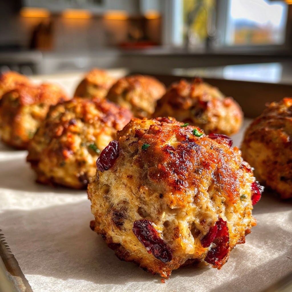 Cranberry turkey stuffing balls