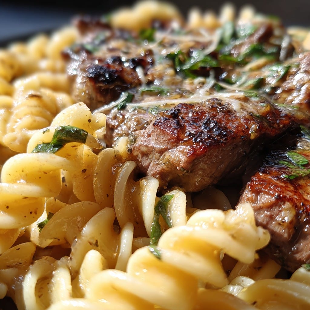 Creamy Garlic Butter Steak Pasta with Fusilli – Rich & Flavorful