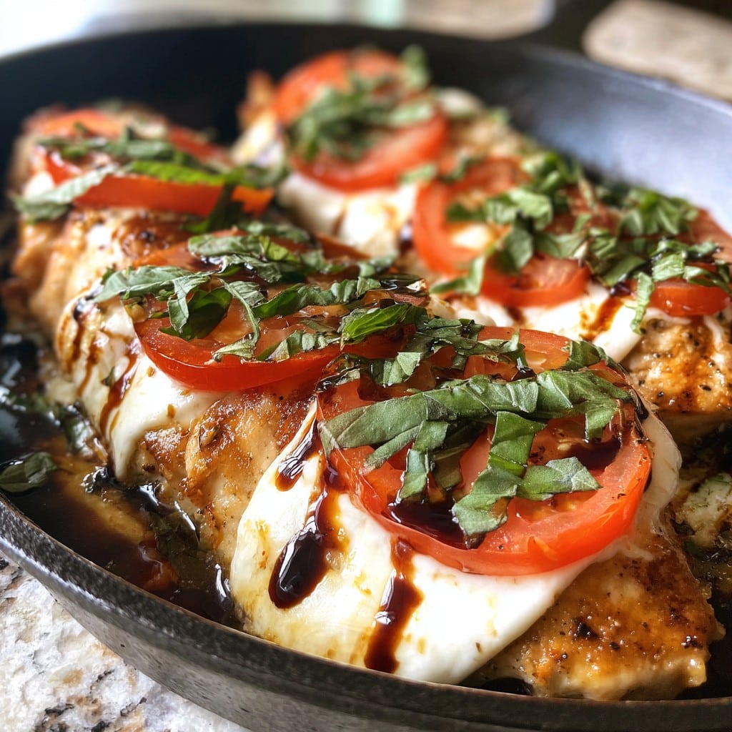 Easy Chicken Caprese – Juicy Chicken with Mozzarella, Tomato & Basil