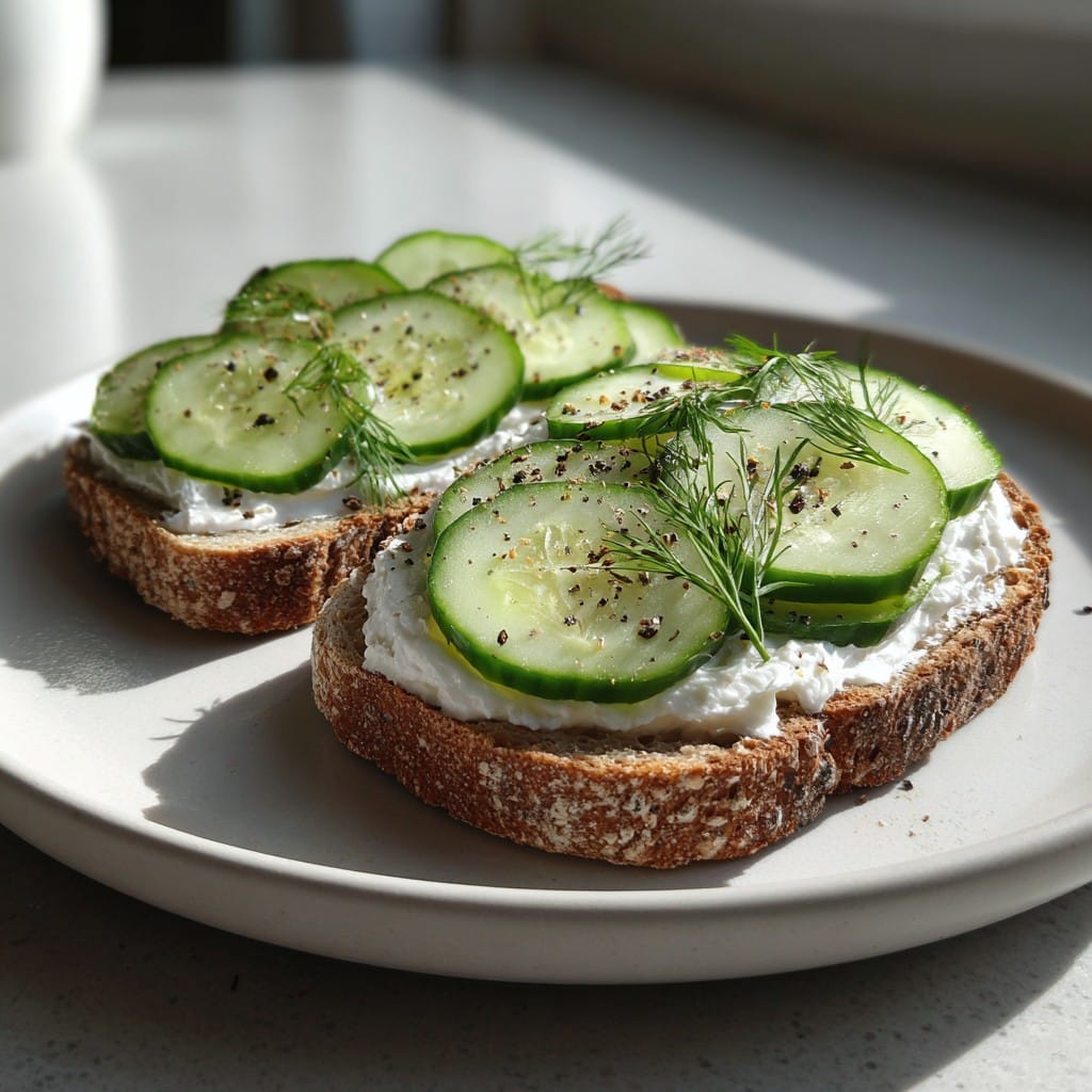 Healthy Cucumber Toast with Light Cream Cheese – Fresh & Crisp