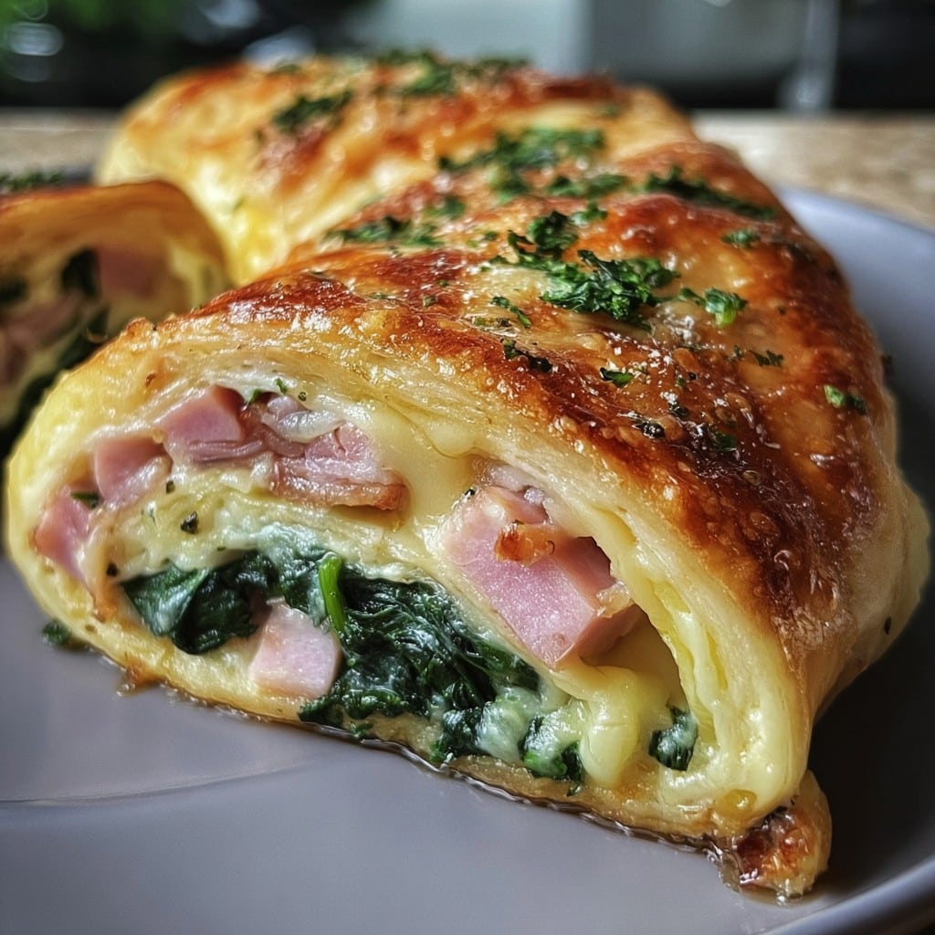 Spinach Ham Breakfast Roll – Easy Brunch Recipe Idea