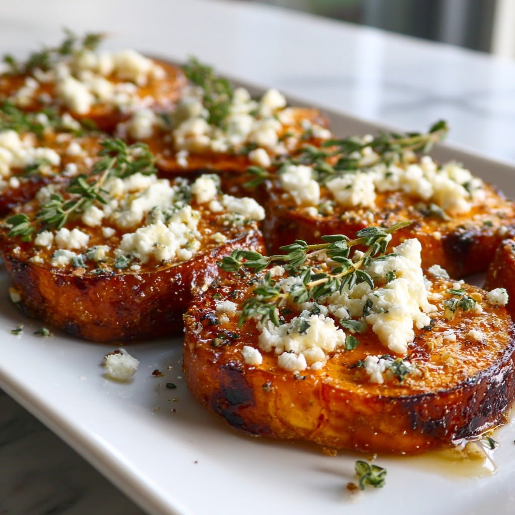 Baked Sweet Potato Rounds with Crumbled Feta & Fresh Thyme