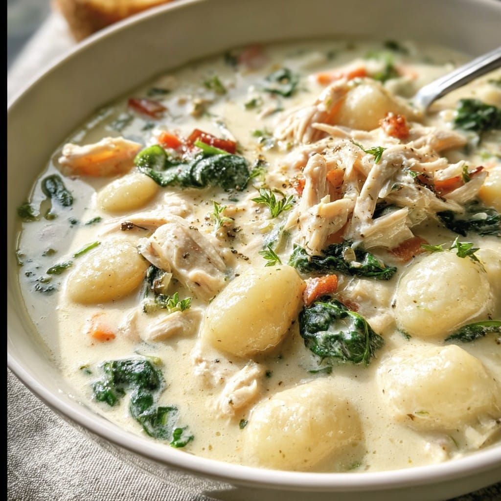 Creamy Crockpot Chicken Gnocchi Soup