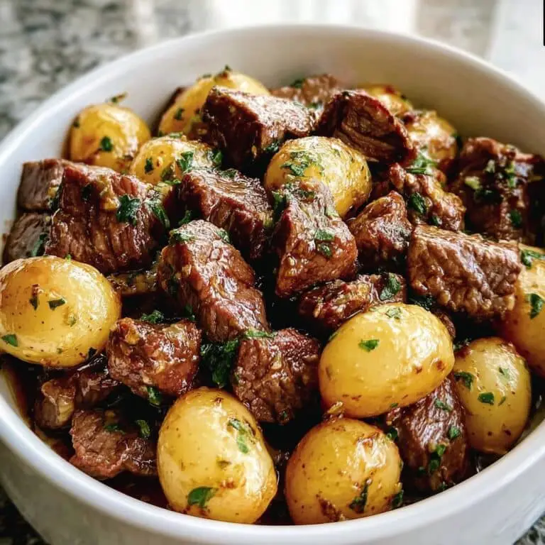 Crockpot Garlic Butter Beef Bites with Potatoes