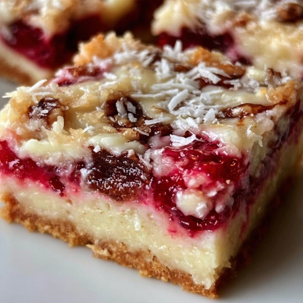 Raspberry Coconut Magic Bars
