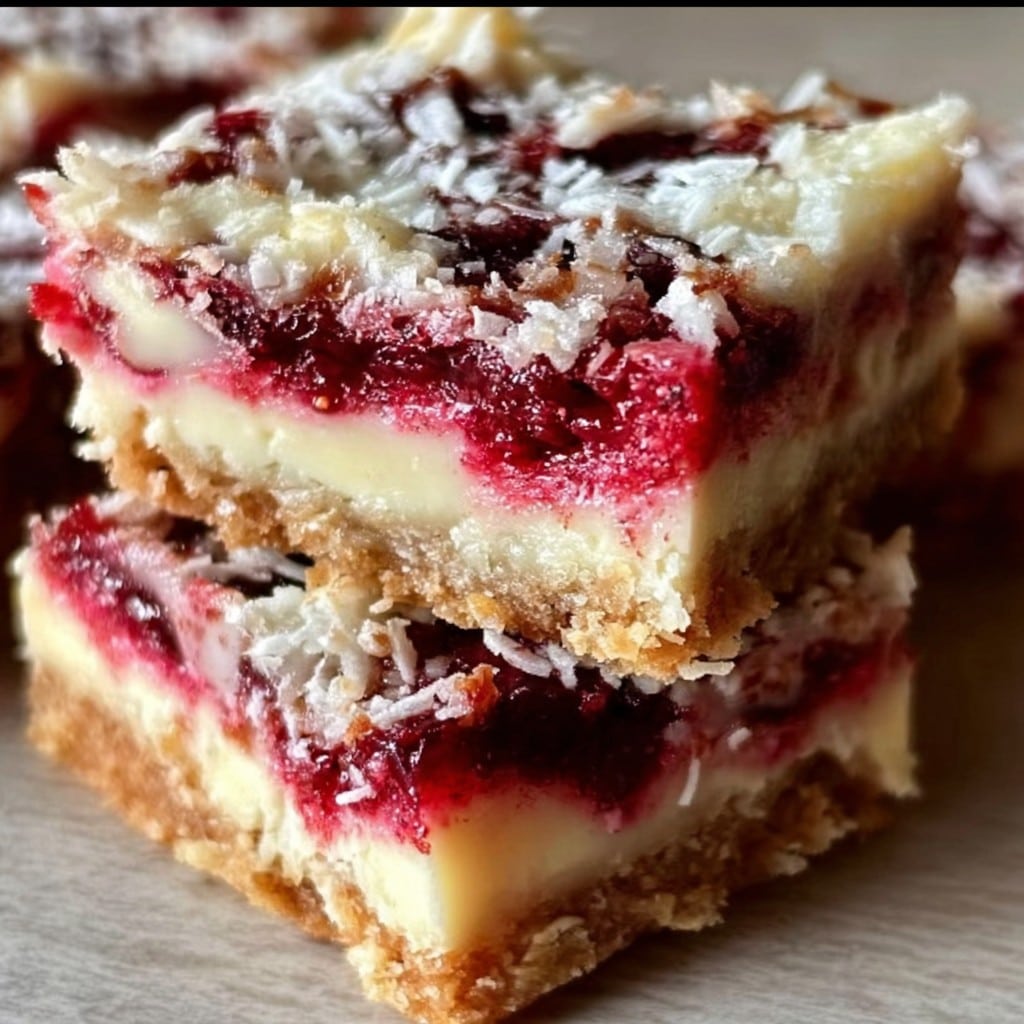 Raspberry Coconut Magic Bars