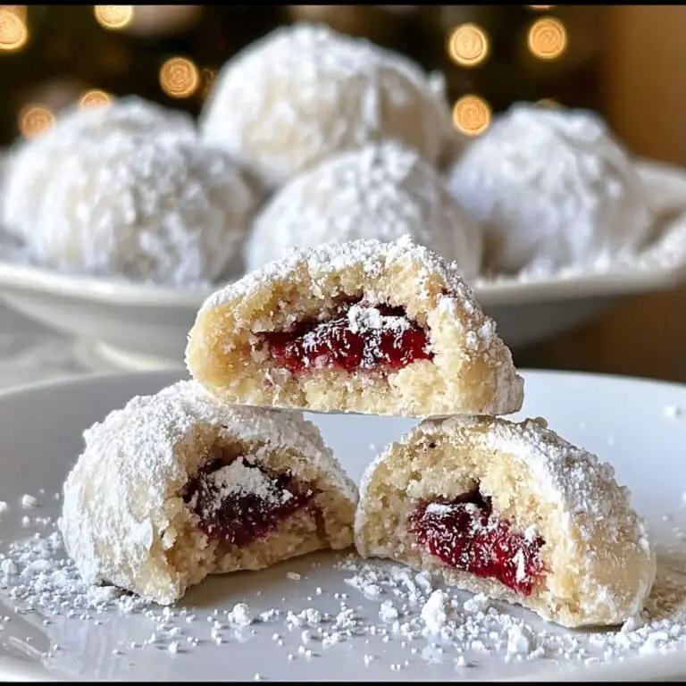 Raspberry Filled Almond Snowball Cookies – Festive Holiday Treats
