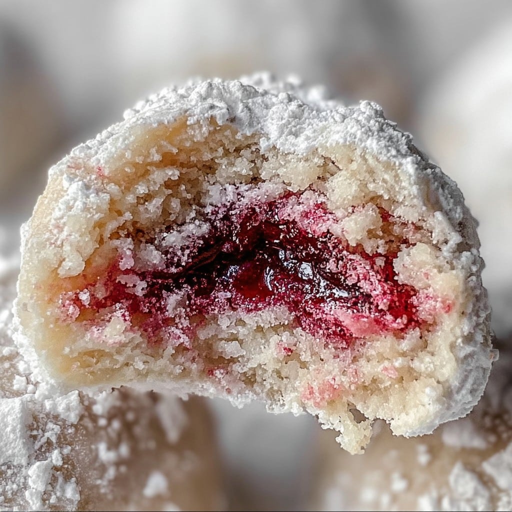 Raspberry Filled Almond Snowball Cookies – Festive Holiday Treats