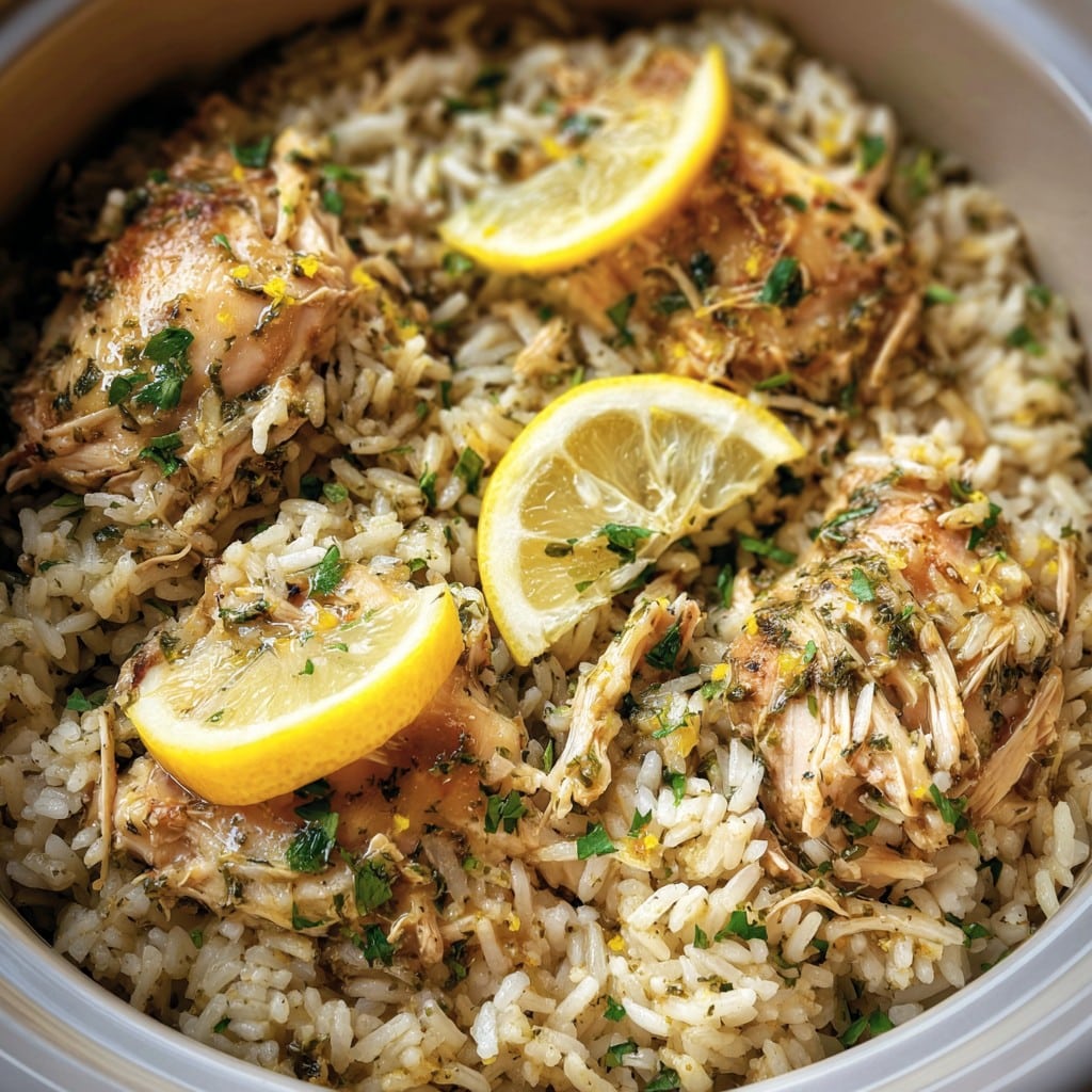 Slow Cooker Lemon Herb Chicken and Rice
