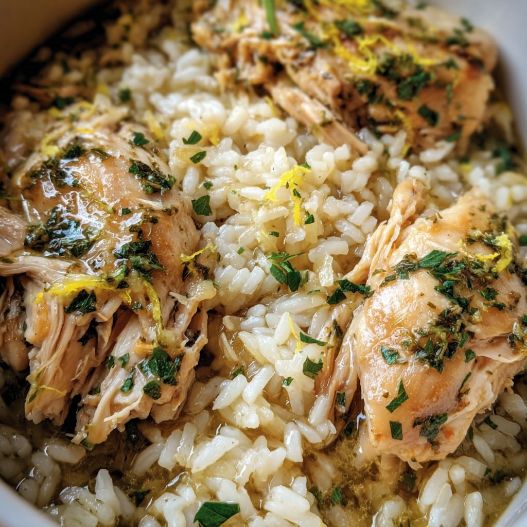 Slow Cooker Lemon Herb Chicken and Rice