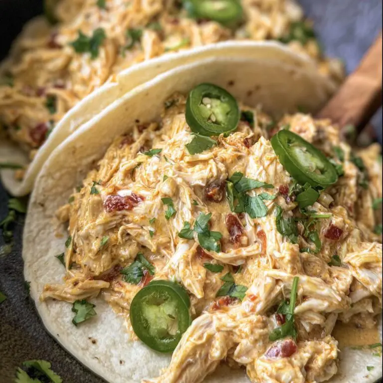 Slow Cooker Queso Chicken Tacos (4-Ingredients)