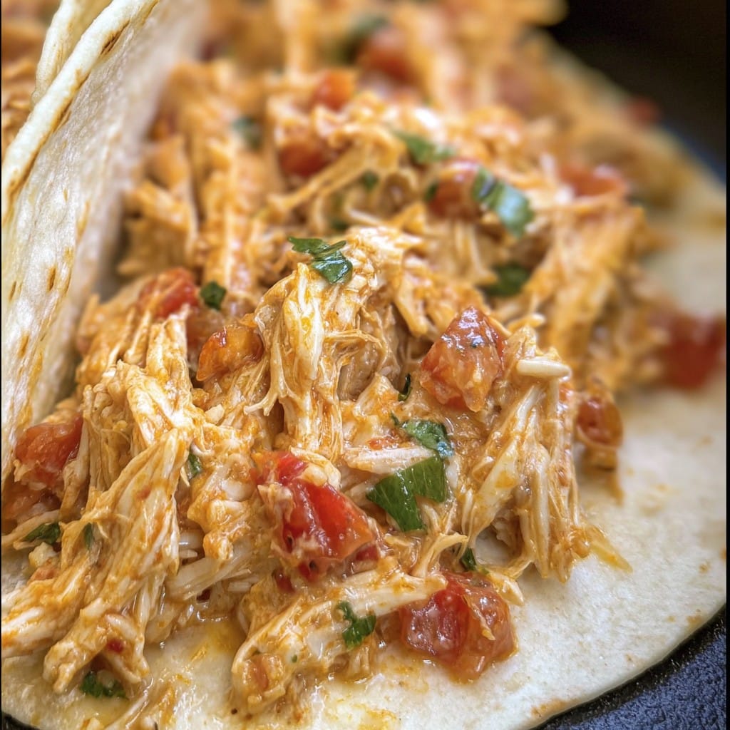 Slow Cooker Queso Chicken Tacos (4-Ingredients)