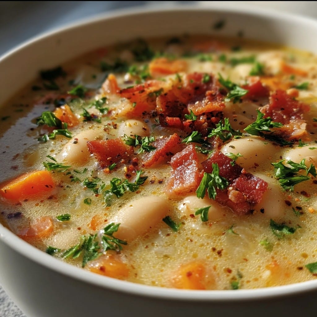White Bean Soup with Bacon – Hearty & Smoky Comfort