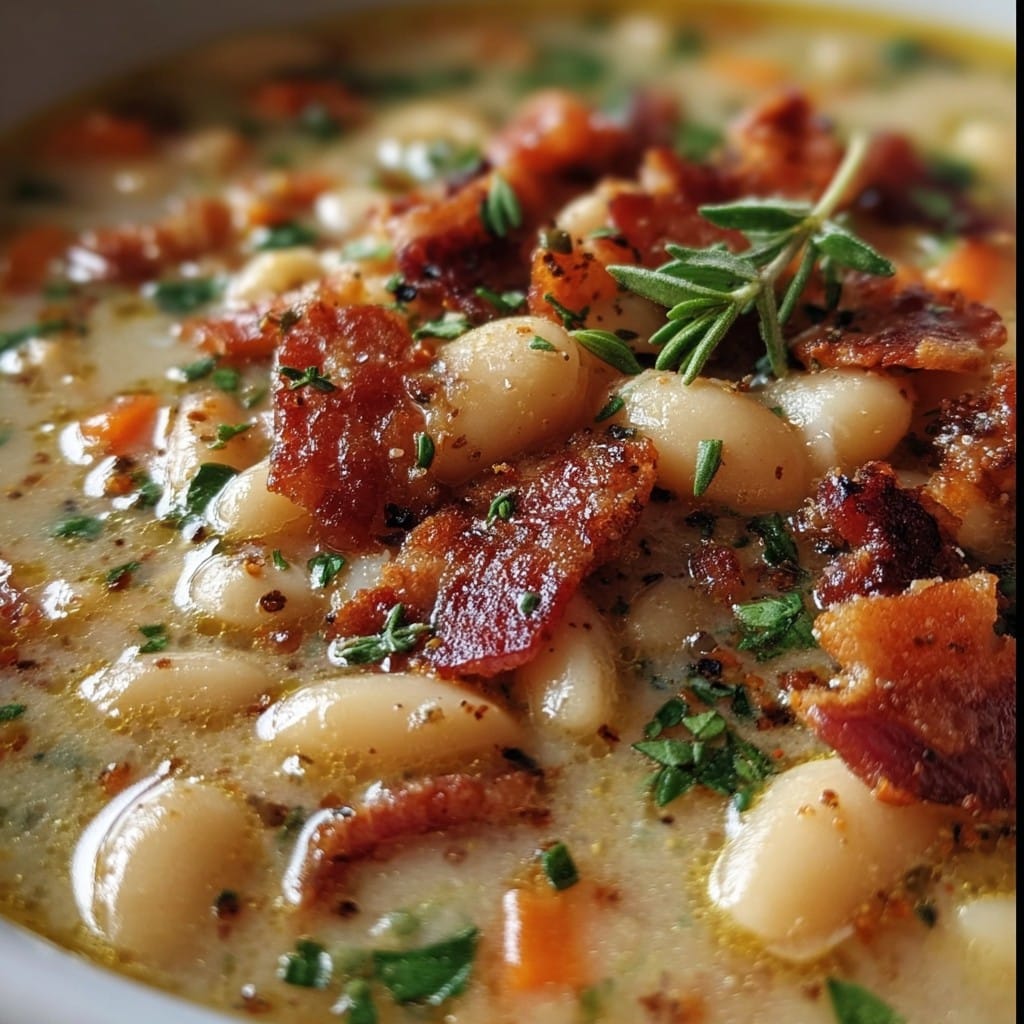 White Bean Soup with Bacon – Hearty & Smoky Comfort