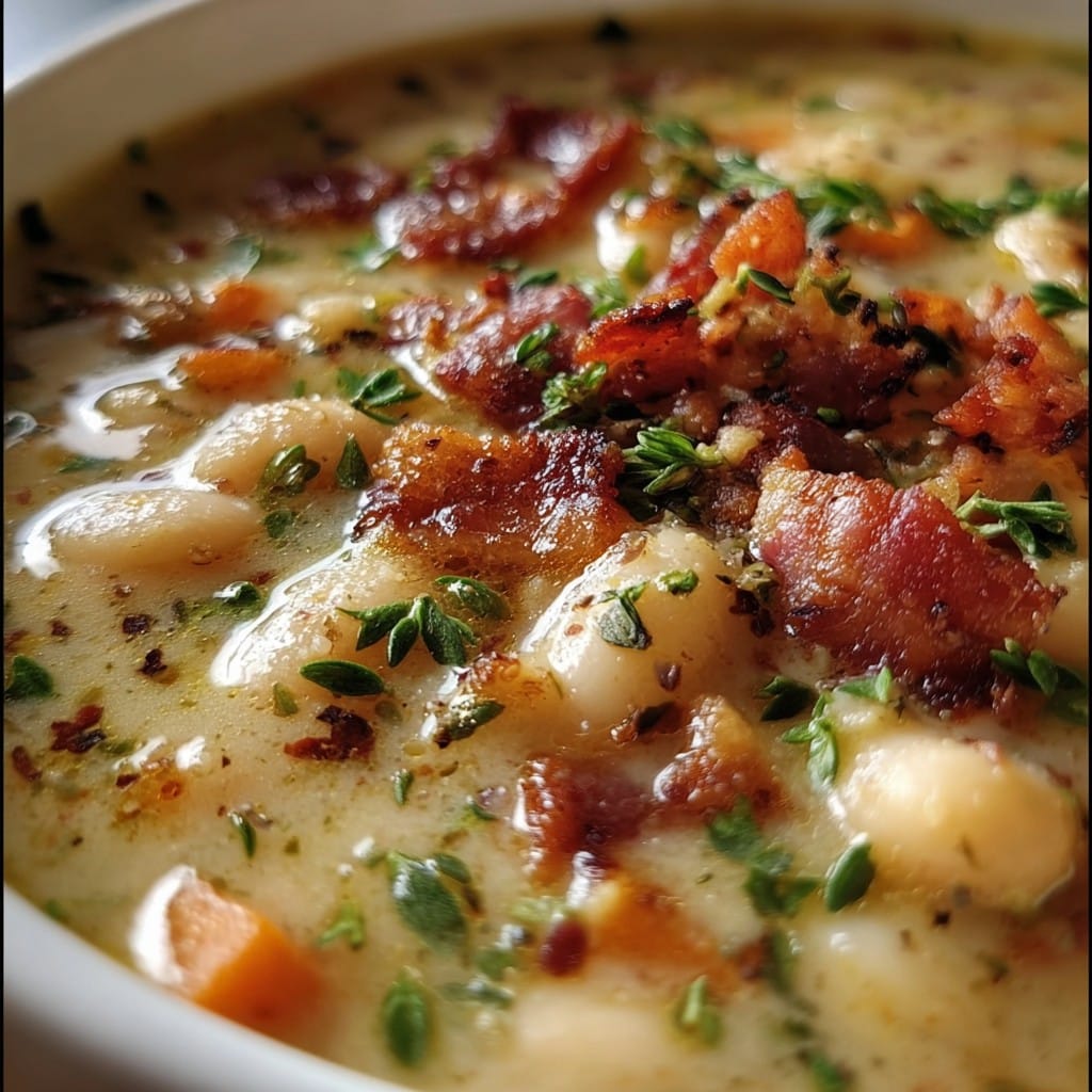 White Bean Soup with Bacon – Hearty & Smoky Comfort