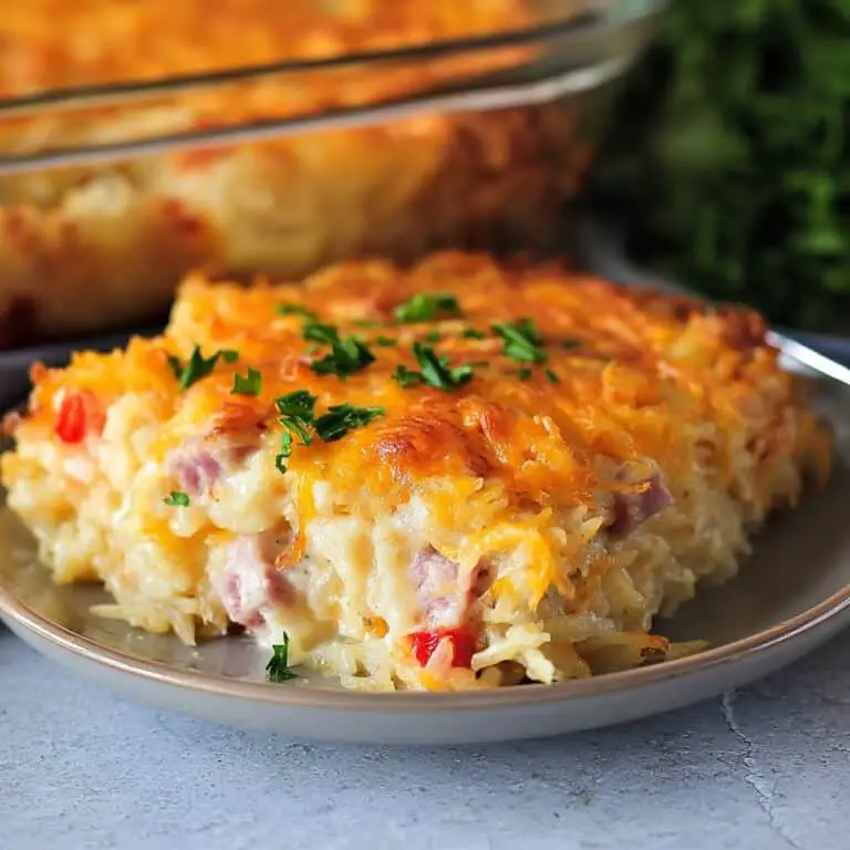 Loaded Ham & Cheese Hash Brown Casserole